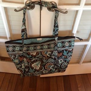 Vera Bradley Java Blue Large Miller Zip Tote